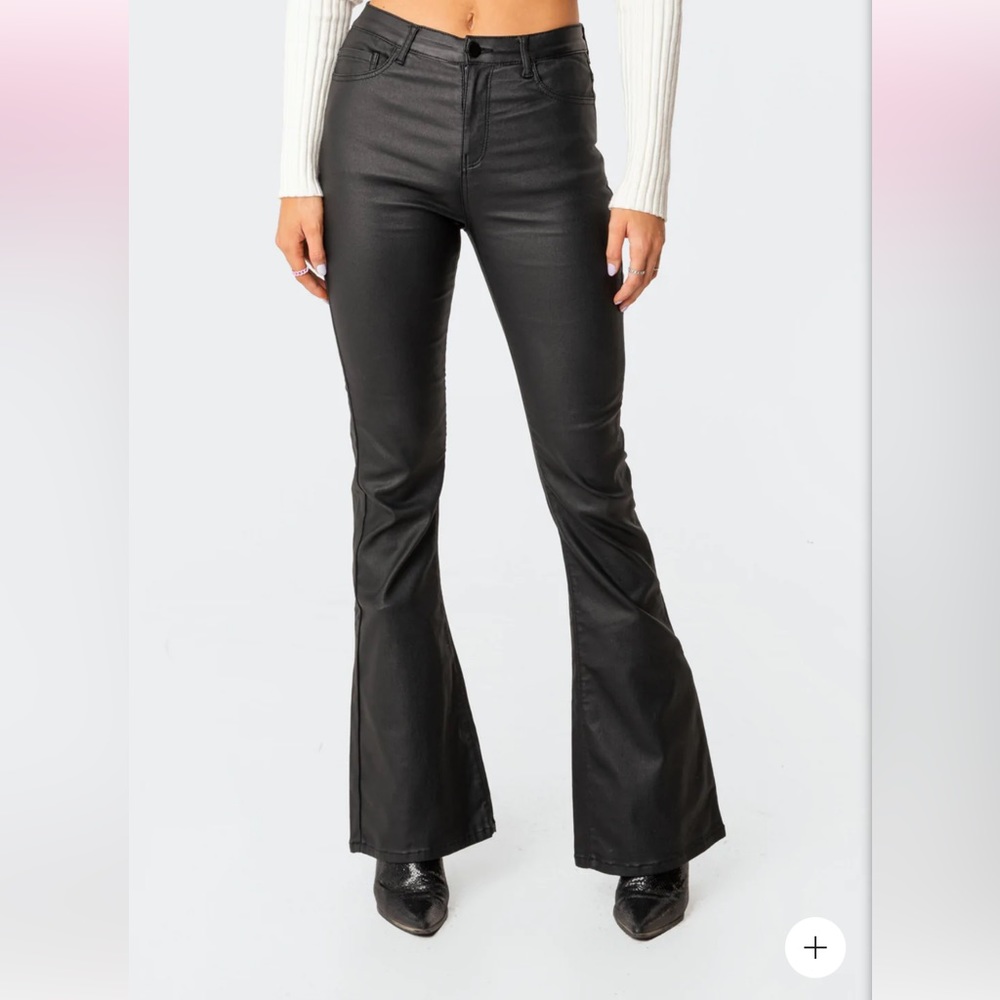 Black Leather Flare Pants